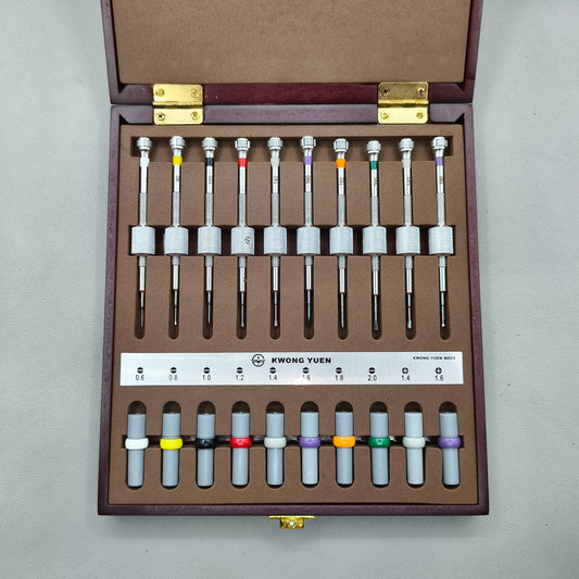 Watch Repair Set of 10 Screwdrivers with Weight Sleeves in Wooden Box