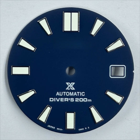 Dark blue 28.5mm watch dial with green luminous markers for NH35 NH36 movements