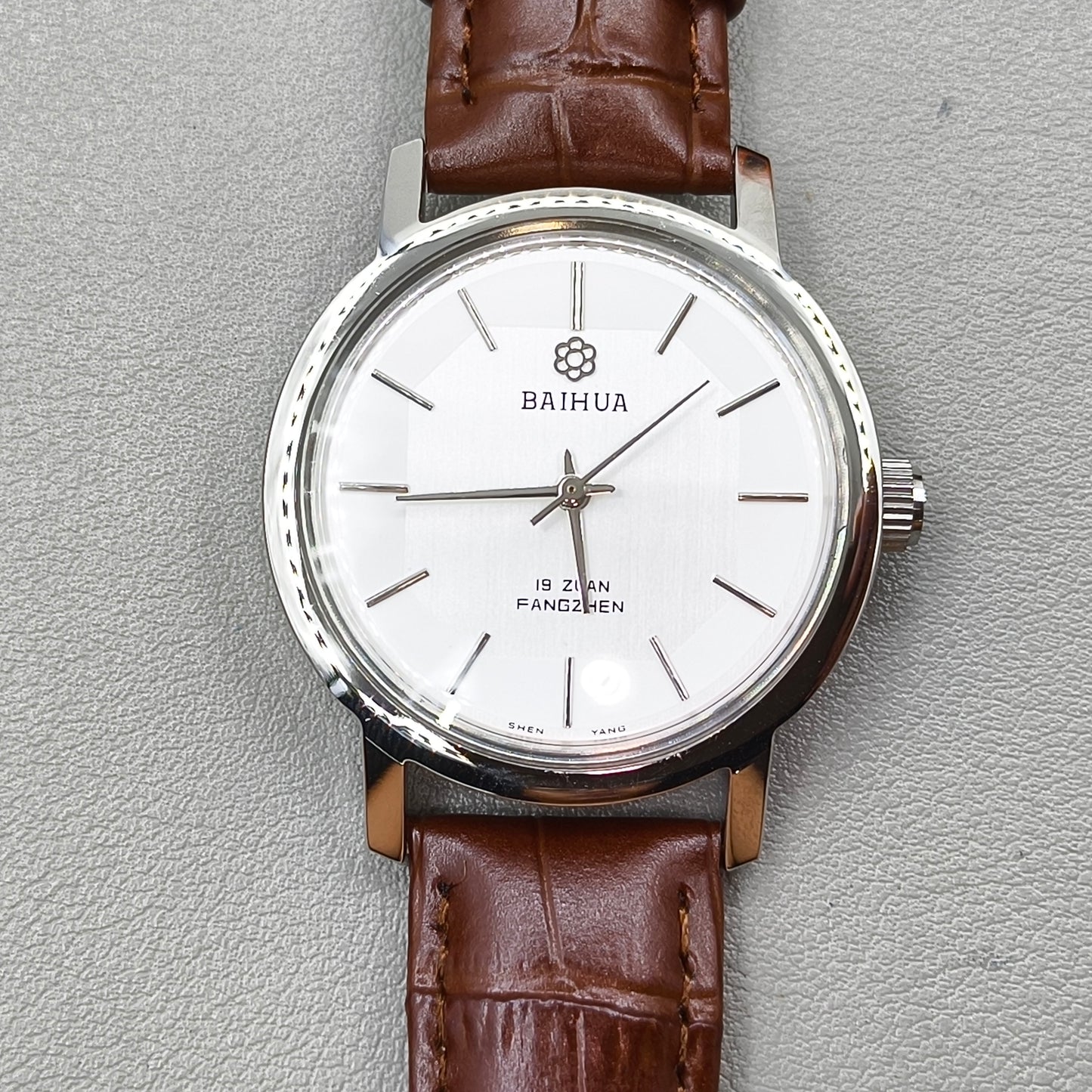 37mm China Baihua Silver Dial Shock-Resistant Manual Mechanical Watch 19 Jews