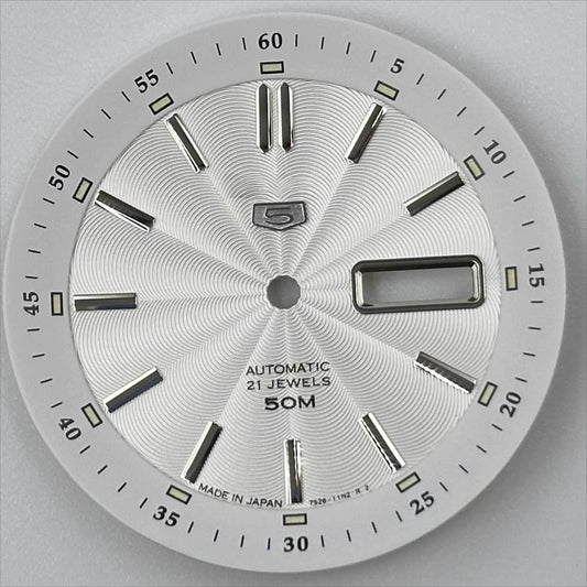 White 35.5mm Silver Nail Vintage Modified Green Luminous Watch Dial for NH35 NH36