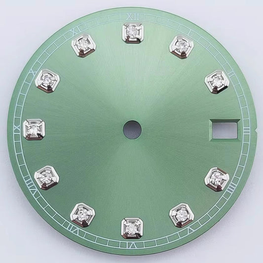 Silver Nail Green 28.5mm Watch Dial Fit For NH36 Movement No Logo