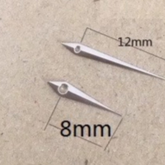 12x8mm silver watch hands for Ronda 763 762 751 1062 1063 movements, precise accessory.