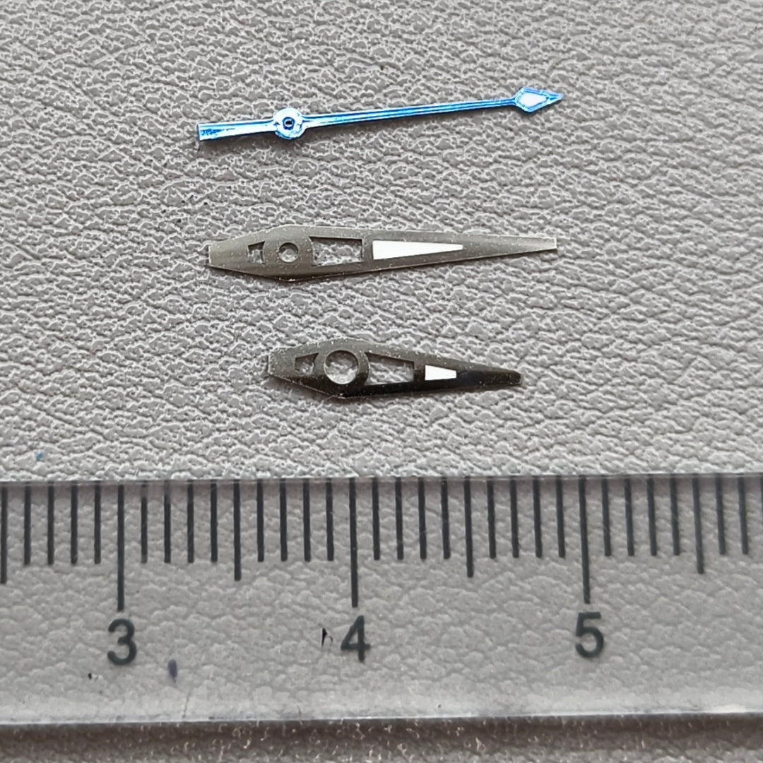 2 Sets Lume Blue Second Hand Silver Trim Watch Hands for NH35 36 NH38 NH72 NH70