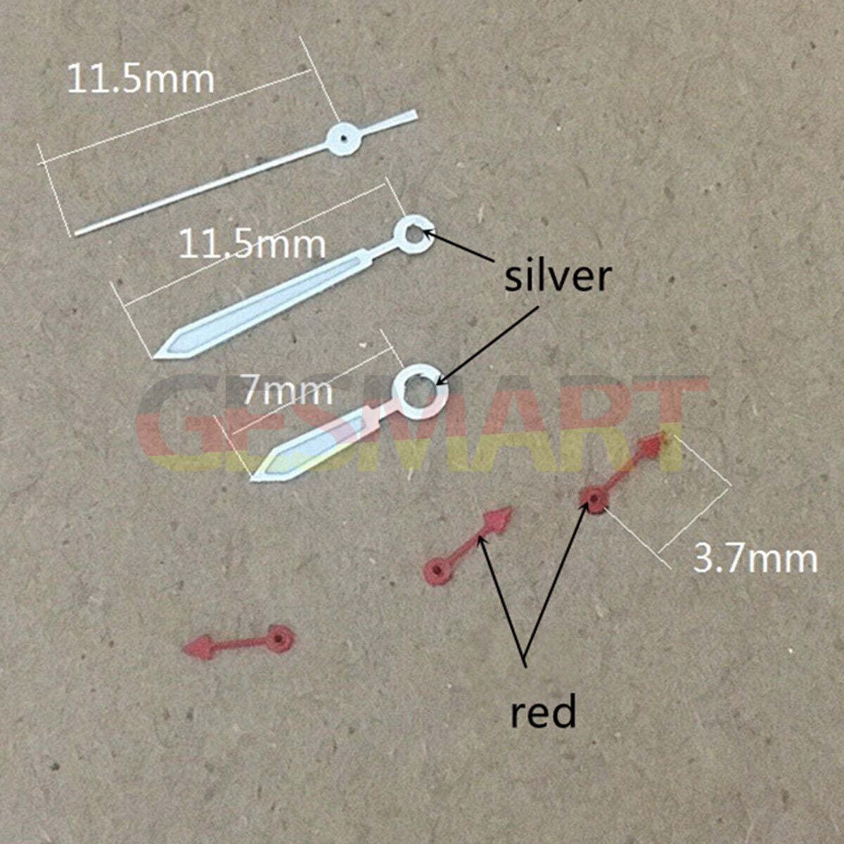 Petites aiguilles lumineuses rouges de 11,5 mm pour montres Miyota OS10 OS20 OS60 OS80