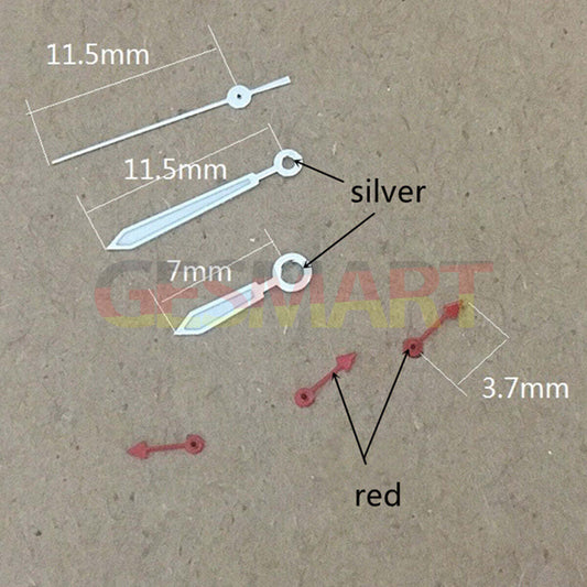 Petites aiguilles lumineuses rouges de 11,5 mm pour montres Miyota OS10 OS20 OS60 OS80