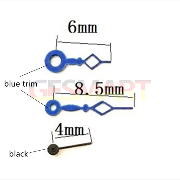 Blue Trim Diamond Hollow Watch Hands for Miyota 1L45 Watch Quartz Movement