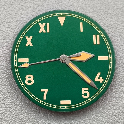 28.5mm Green Watch Dial+hands Set Vintage Orange Font Fit for NH35/36/2824/8215
