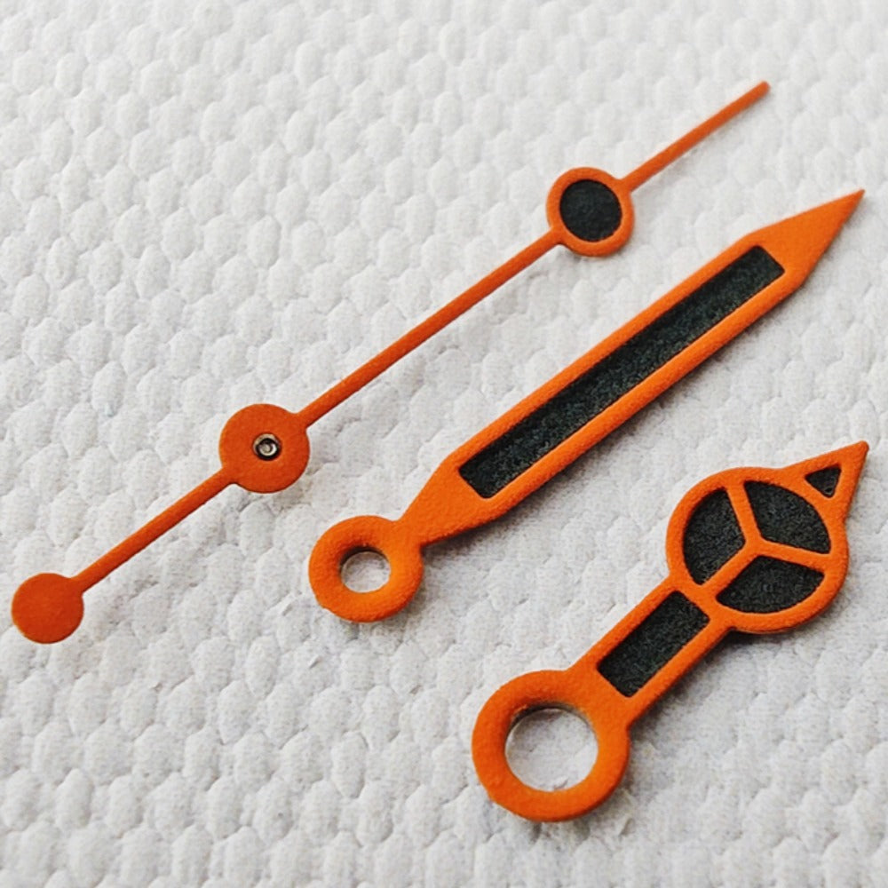 Orange trim C3 green lume vintage watch hands for NH34 NH35 NH36 series, enhancing readability and style.