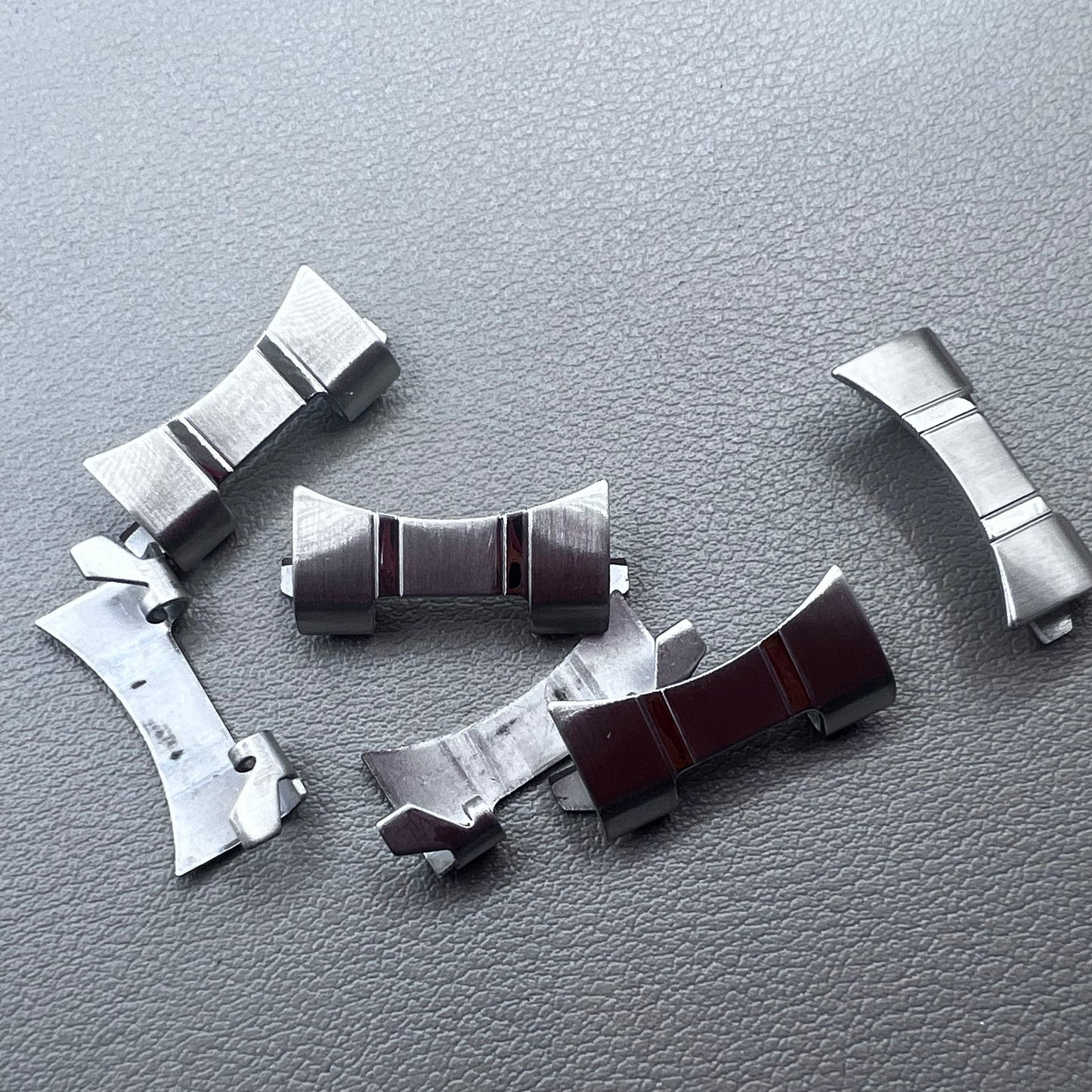 6 PIECES Silver Matted Curved End Links Spring Bars Bracelet Watch Band Strap#1024