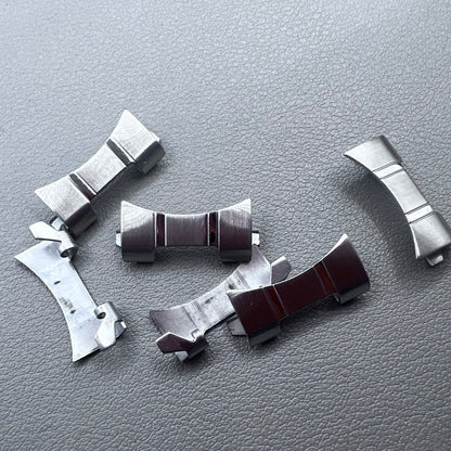 6 PIECES Silver Matted Curved End Links Spring Bars Bracelet Watch Band Strap#1024