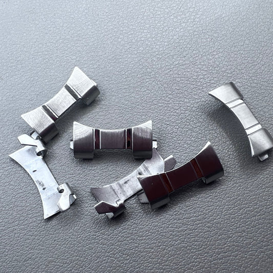 6 PIECES Silver Matted Curved End Links Spring Bars Bracelet Watch Band Strap#1024