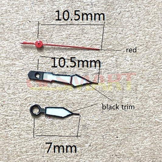 10,5 mm schwarze, grün leuchtende Uhrzeiger für Miyota 1M12-Uhrwerk