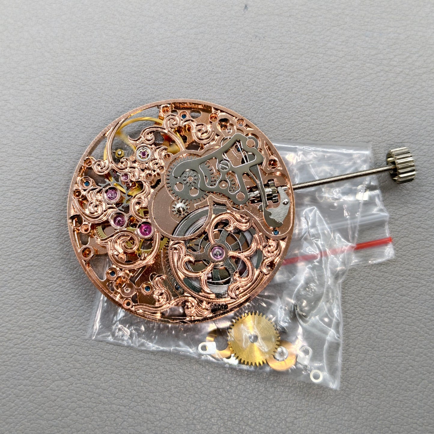 Rose Golden ST3600 6497 Carved Hollow Hand Winding Manual Mechanical Movement