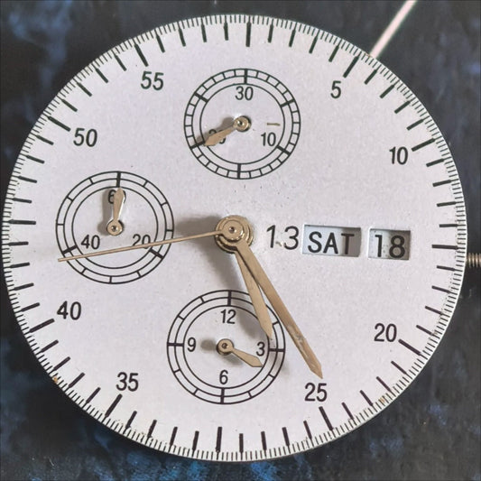 China Made Dandong 7750 Mechanical Movement Double Calendar Small Second At 9