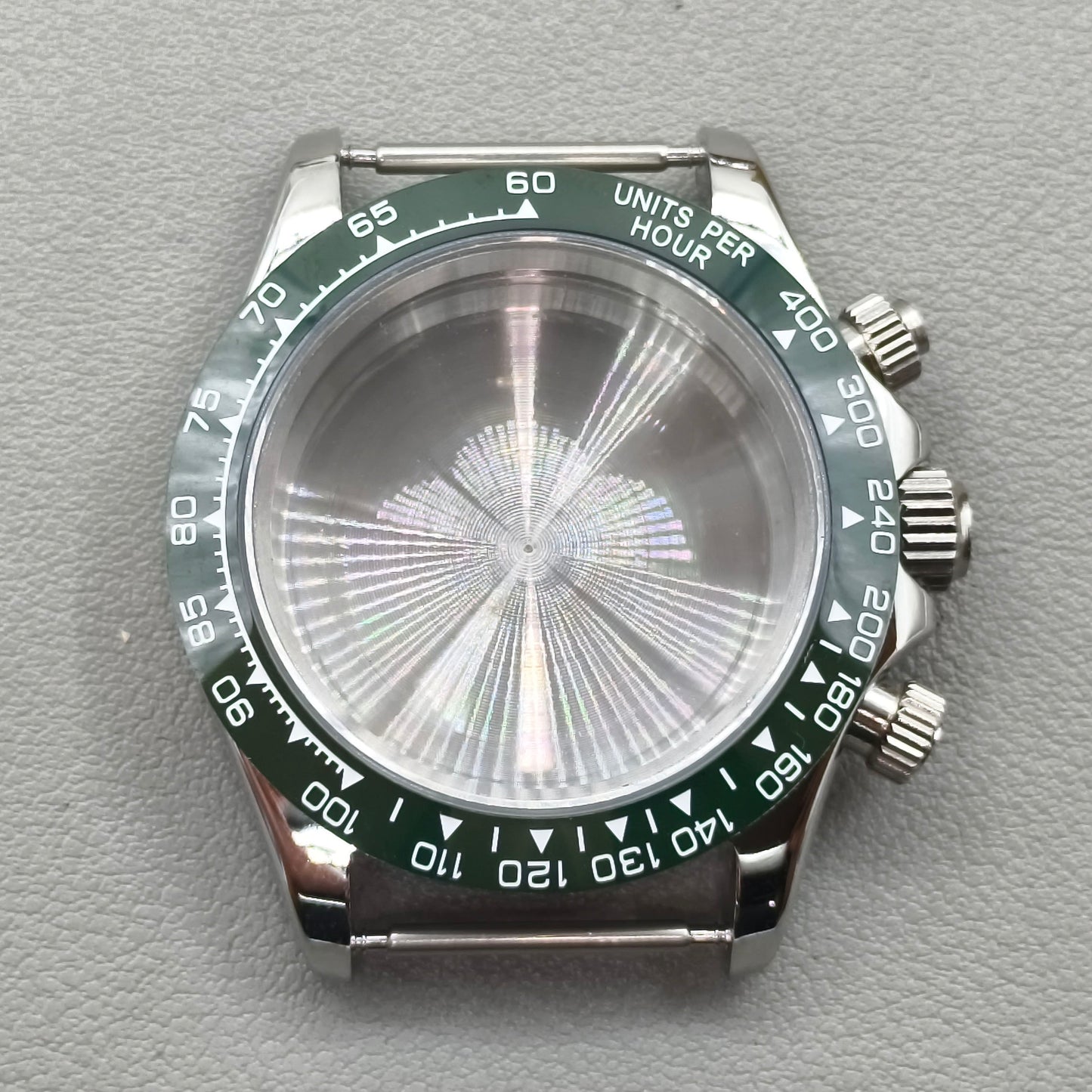 Blue Bezel 40mm Silver Watch Steel Case for Daytona VK63 VK64 Fits 20mm Strap