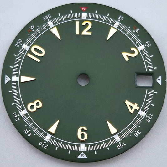 Green+Golden Modified 28.5mm Green Lume Watch Dial For NH35 Movement No Logo
