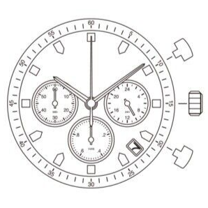 Miyota OS25 quartz watch movement, durable repair part for precise timekeeping in watch accessories.