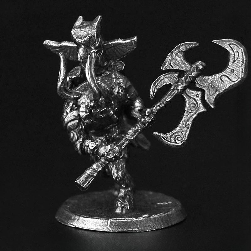 Minotaur Totem Warrior Copper Figurine White Bronze Fantasy Wargame 293-4
