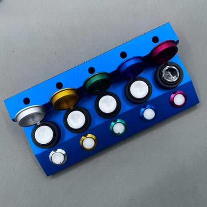 Die-cast alloy 5-container oil cup stand for watch repair accessories.