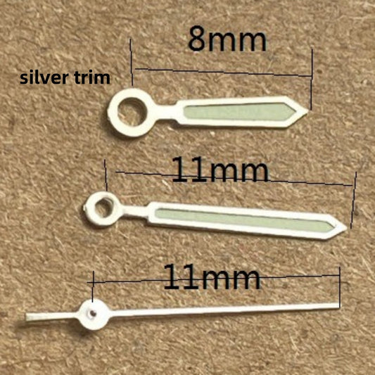 Aiguilles de montre 11 x 11 x 8 mm avec finition argentée pour mouvement à quartz Ronda 515
