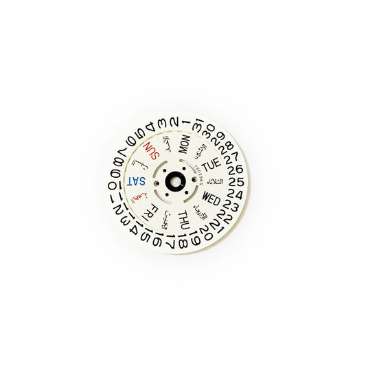 Set of calendar date and day wheel discs for 7S26 watch movement replacement, precise timing parts.