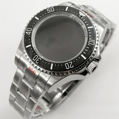 44mm Watch Case for Deep SEA Style for NH34 NH35 NH36 Rotating Bezel Solid Back