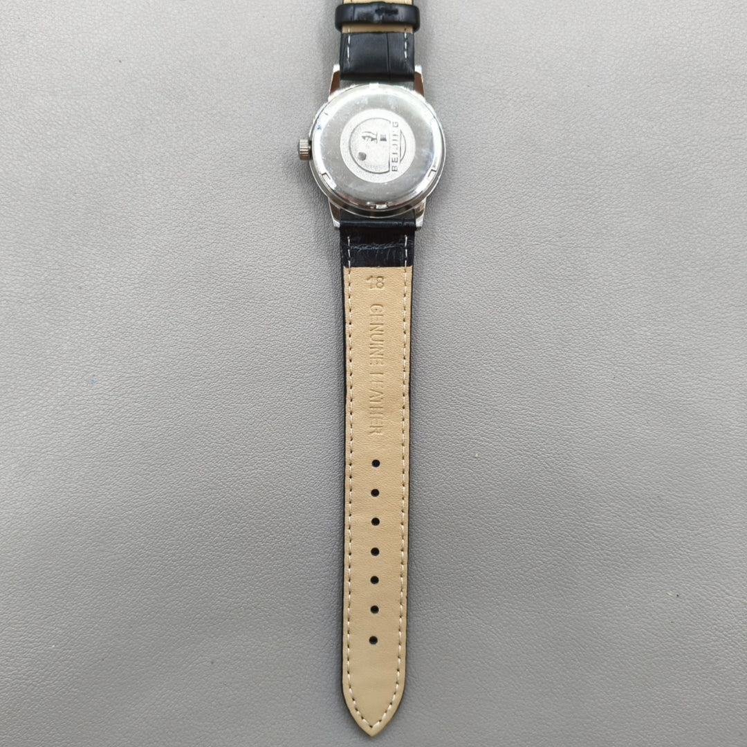 36mm Black Strap Beijing Double Rhomb Manual Mechanical Watch