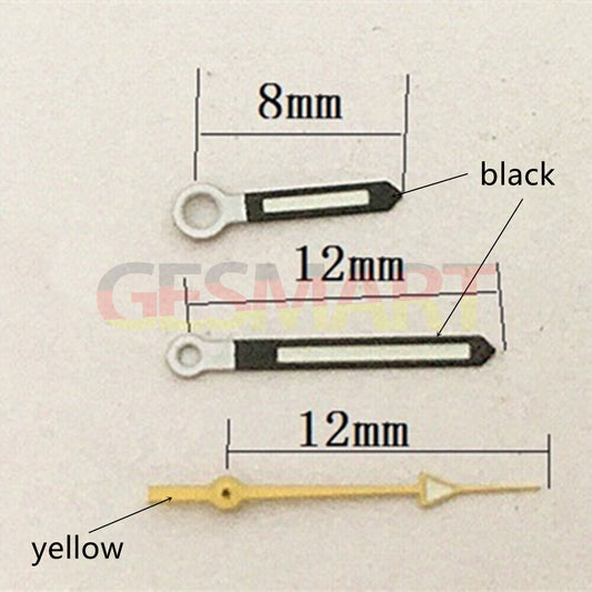 Aiguilles de montre luminescentes noires de 12 mm pour mouvement mécanique automatique Seagull ST6