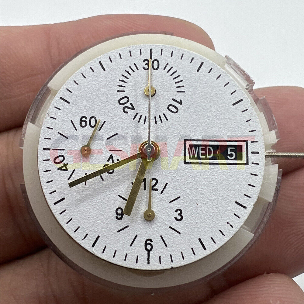 SHANGHAI 7750 watch accessory with black dial, automatic mechanical movement, day-date display, small second at 9.