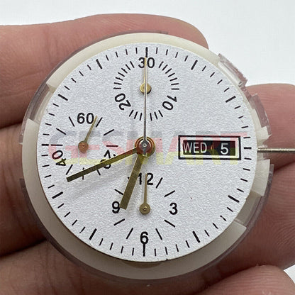 SHANGHAI 7750 watch accessory with black dial, automatic mechanical movement, day-date display, small second at 9.