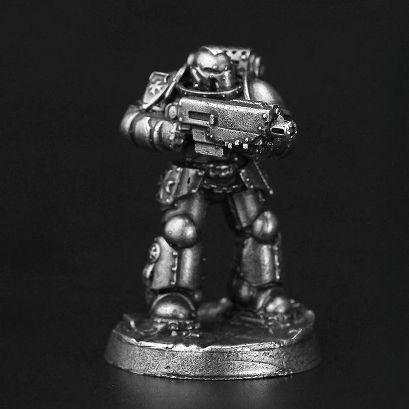Power Armor Gun Standing Copper Figurine White Bronze Sci-Fi Wargame 330-1