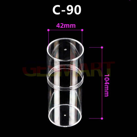 Boîte à outils ronde transparente en PS, 10 pièces, hauteur 104 mm, couvercle et base
