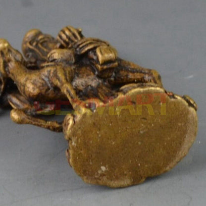 Solid copper trinket of The God of Longevity, hand-carved bronze figurine, perfect for watch accessory display.