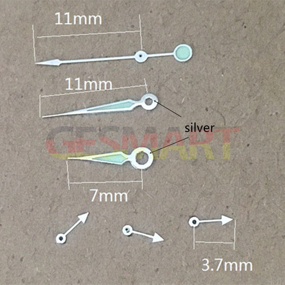 Silver Trim Green Luminous Pointed Watch Hands for Miyota OS10 OS20 OS60 OS80