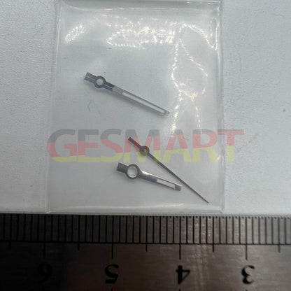 Silver-trimmed green luminous watch hands for NH35/NH36/4R/7S movements, glowing in low light for Seiko watches.