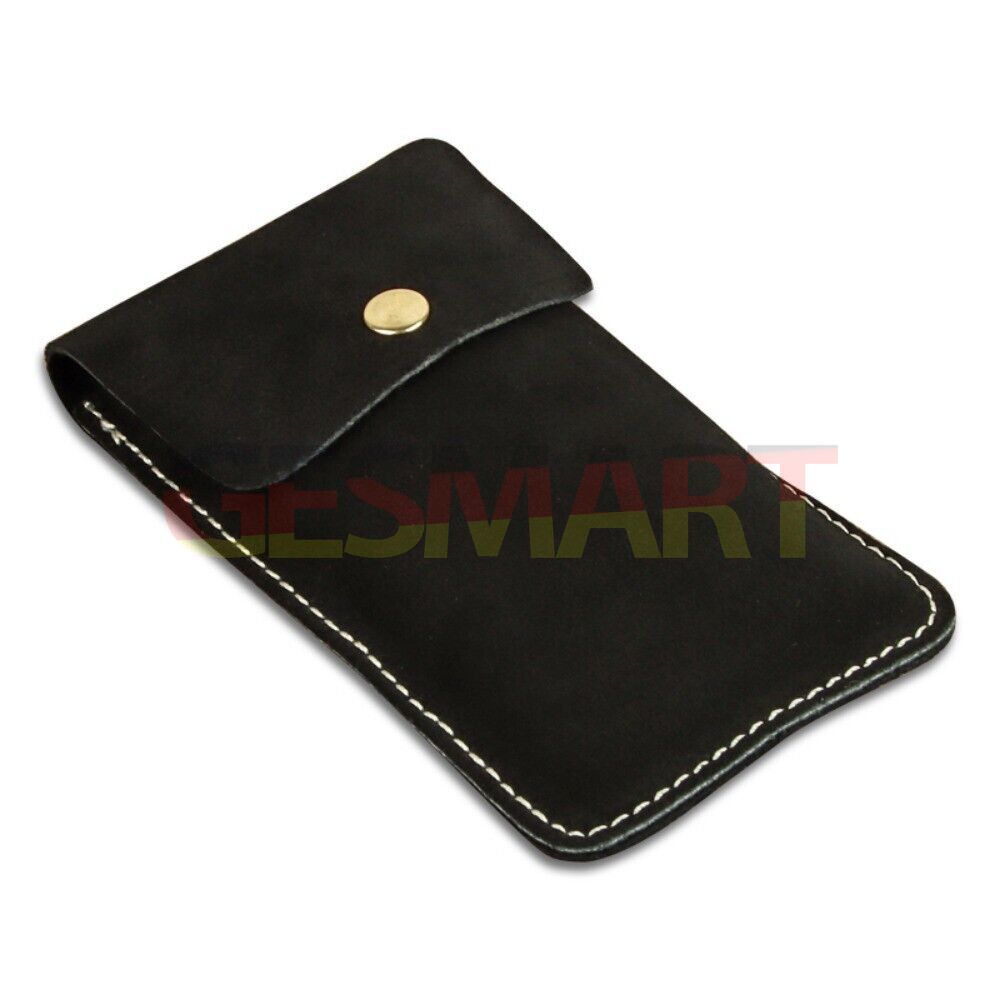 Genuine cowhide single watch storage bag, soft-lined travel case for secure watch protection.