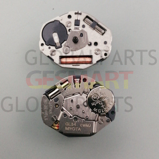 Miyota GL34 Japan Quartz 3-hand silver watch movement for accurate timekeeping