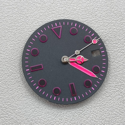28.5mm Watch Dial + Silver Pink Watch Hands for NH34 NH35 4R35 Movement