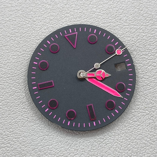 28.5mm Watch Dial + Silver Pink Watch Hands for NH34 NH35 4R35 Movement