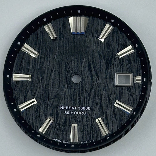 Black GS 33.3mm No Lume Modified Waved Watch Dial for NH35 Movement