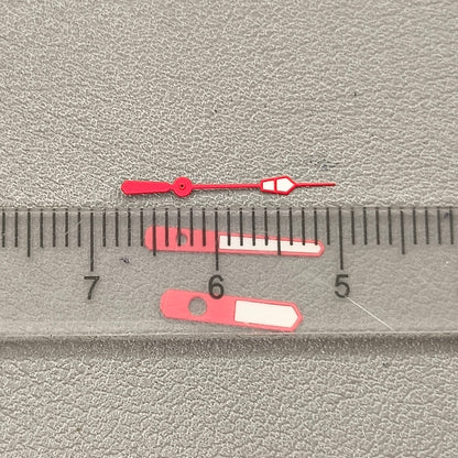 2 Sets Red Trim White Painted Watch Hands Green Lume for NH35 NH36 7S26 7S36