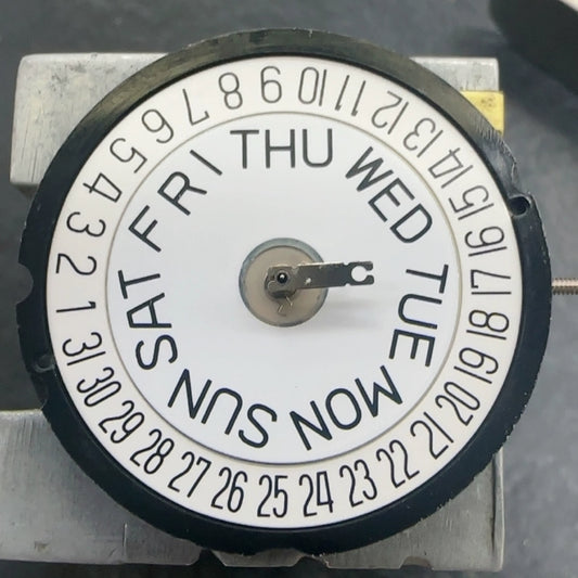 Swiss Part Ronda 517 quartz movement with single calendar at 6 and week display at 12 for watches.