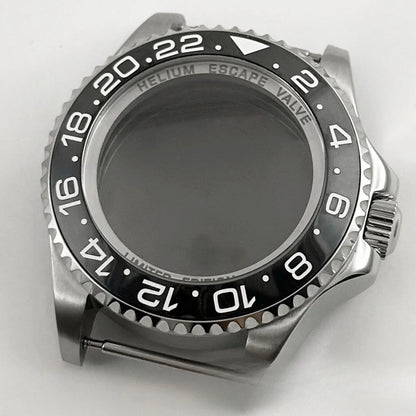 44mm Black Blue GMT Ceramic Bezel Watch Case for Deep SEA for NH34 NH35 NH36