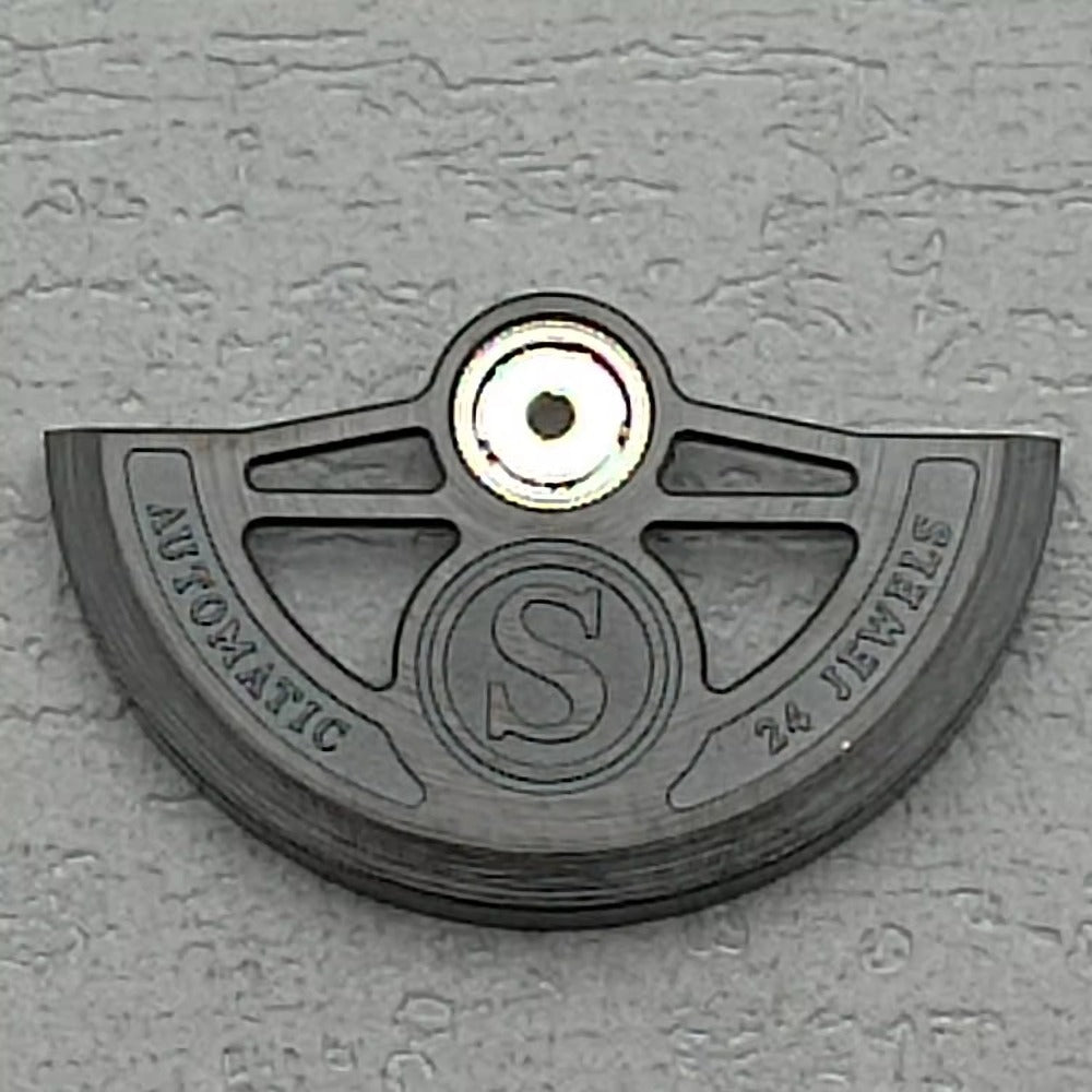 Black carved hollow rotor with 24 jewels, compatible with NH34 NH35 NH36 NH38 movements for watch repairs.