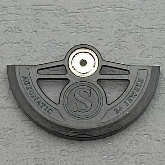 Black carved hollow rotor with 24 jewels, compatible with NH34 NH35 NH36 NH38 movements for watch repairs.