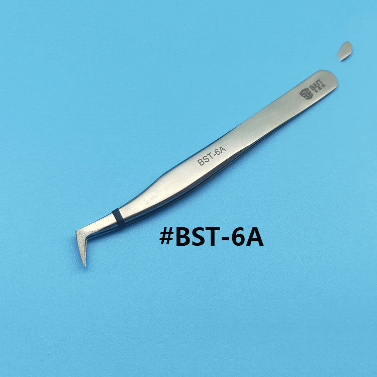 PTFE tweezer with anti-magnetic, anti-static properties and wear-resistant stainless steel handle for precise watch accessory handling.