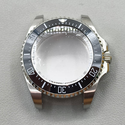 44mm Watch Case for Deep SEA Style for NH34/35/36 Rotating Black Bezel Solid Back