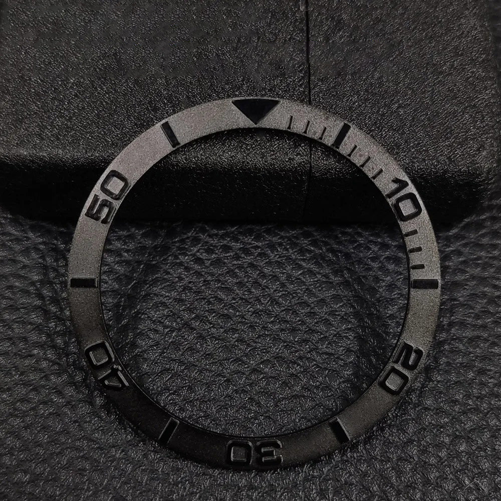 38x31.5mm flat black matte ceramic bezel with insert rings for watch case replacement accessories by Metallic.