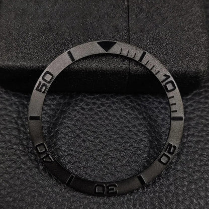 38x31.5mm flat black matte ceramic bezel with insert rings for watch case replacement accessories by Metallic.