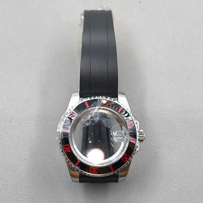 40mm Watch Case Rubber Strap For 4R NH35 NH36 NH34 NH38 NH70 Sapphire Glass